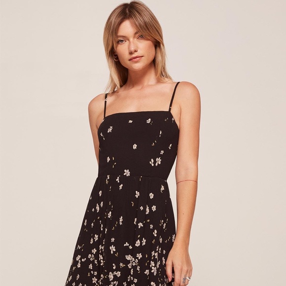 Reformation Nala Dress in Black Oleander - Picture 3 of 4